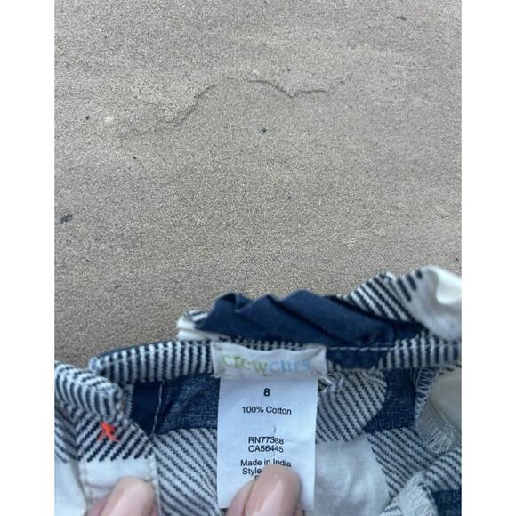 J.CREW Crewcuts Girls Blue Stewart Plaid Long Sleeve Top Size 8 Button Back - Picture 2 of 3